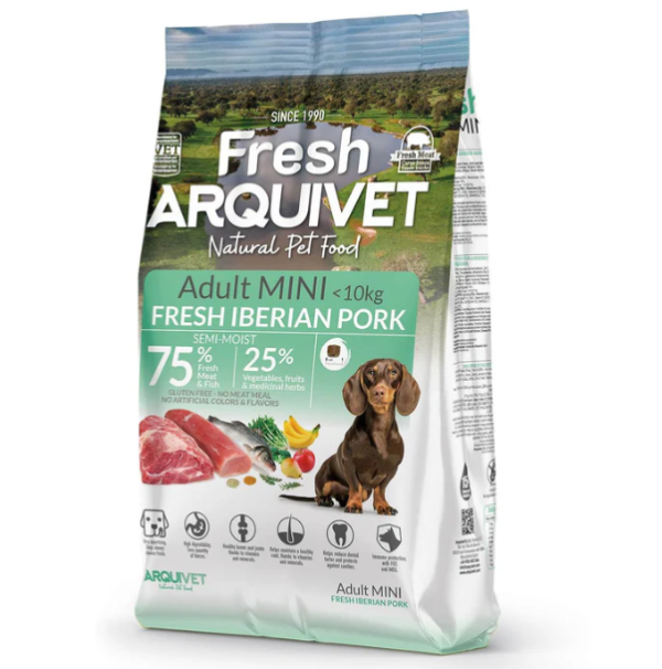 Alimento semihúmedo con Cerdo Ibérico fresco para perros de razas mini (2.5KG)