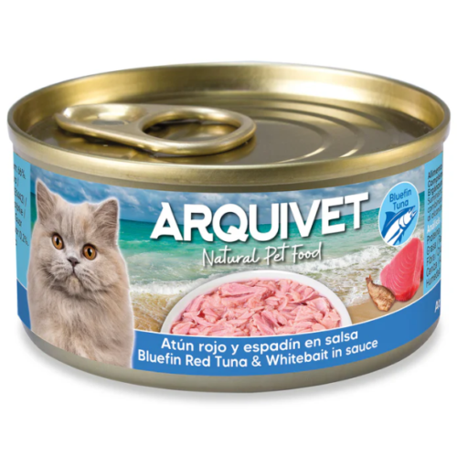 Crema gato salmon azul Mini filetes de atún rojo y espadín en salsa