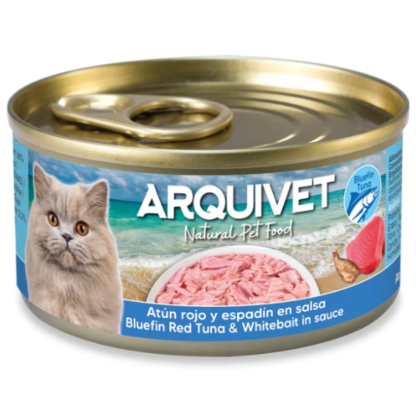 Crema gato salmon azul Mini filetes de atún rojo y espadín en salsa